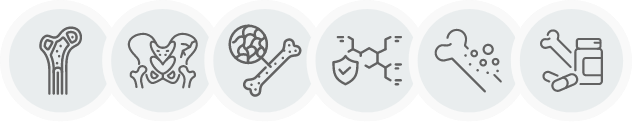 Abbildung verschiedener Icons zu Osteoporose